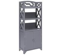 KTHLBRH Armoire de salle de bain en bois de paulownia - Gris - 46 x 24 x 116 cm