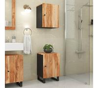 KTHLBRH Armoire de salle de bain en bois massif d'acacia avec 2 compartiments et porte flexible pour rangement et organisation de la salle de bain, pieds en fer stables