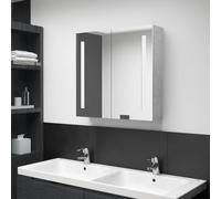 KTHLBRH Armoire de toilette avec miroir LED, armoire de salle de bain avec 3 étagères et lumière intégrée, meuble mural moderne en mélamine blanche, rangement spacieux pour produits
