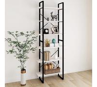 KTHLBRH Armoire Haute Industrielle en Pin Massif avec 6 Étagères, Bibliothèque de Rangement Polyvalente pour Décoration Intérieure et Organisation, Meuble Durable et Robuste