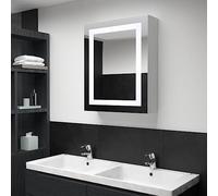 KTHLBRH Armoire Miroir de Salle de Bain LED avec 3 Tablettes de Rangement, Commutateur Manuel et Alimentation USB 5V - Meuble Mural Contemporain en Panneaux MDF
