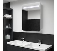 KTHLBRH Armoire Miroir de Salle de Bain LED avec Éclairage Intégré, Meuble Rangement Mural Contemporain en MDF Mélamine, 2 Étages pour Produits de Toilette,