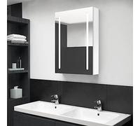 KTHLBRH Armoire sous vasque, sous vasque, à LED, à miroir, pour salle de bain, blanc brillant, 50 x 13 x 70 cm