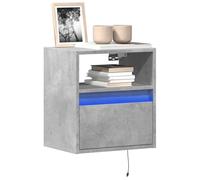 KTHLBRH Armoire TV murale avec éclairage LED gris béton HiFi Meuble TV Commode 41 x 31 x 45 cm