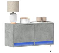 KTHLBRH Armoire TV murale avec éclairage LED gris béton meuble TV HiFi Meuble TV Commode Meuble TV 80 x 31 x 38 cm