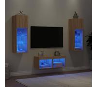 KTHLBRH Armoire TV Murale avec Éclairage LED RGB et Grand Espace de Rangement en Bois d'Ingénierie Durable pour Optimiser Votre Espace de Vie sans Encombrement au Sol