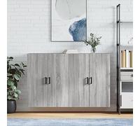 KTHLBRH Armoires murales 2 unités gris Sonoma Armoire murale avec portes, étagère de rangement pour maison 69,5 x 34 x 90 cm