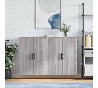 KTHLBRH Armoires murales 2 unités gris Sonoma Armoire murale avec portes, étagère de rangement pour maison 69,5 x 34 x 90 cm