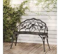 KTHLBRH Banc de jardin en fonte d'aluminium noir - 100 cm - Banc de terrasse - Banc de parc pour pelouses, jardins, pavillons