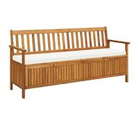KTHLBRH Banc de terrasse, bancs de véranda, bancs extérieurs, meubles de jardin pour jardin, parc, extérieur, terrasse, pelouse, avec espace de rangement et rembourrage de siège, 170 cm, bois massif