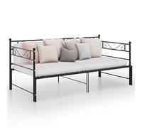 KTHLBRH Bed Frame Lit de rangement pour adolescent - Canapé extensible - Cadre de lit - En métal - Noir - 90 x 200 cm