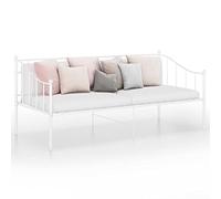 KTHLBRH Bed Frame Lit pour adolescent avec espace de rangement, canapé-lit, cadre de lit, en métal, blanc, 90 x 200 cm