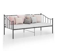 KTHLBRH Bed Frame Lit pour adolescent avec espace de rangement, canapé-lit, cadre de lit, en métal, noir, 90 x 200 cm