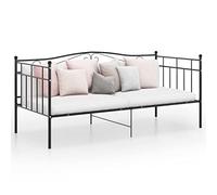 KTHLBRH Bed Frame Lit pour adolescent avec espace de rangement, canapé-lit, cadre de lit, en métal, noir, 90 x 200 cm
