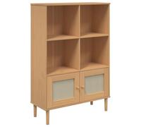 KTHLBRH Bibliothèque aspect rotin marron, 90 x 35 x 130 cm, en bois de pin - Étagères décoratives pour bureau, salon, chambre à coucher