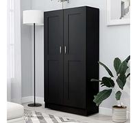 KTHLBRH Bibliothèque classique en bois avec 4 compartiments et 2 portes - Espace de rangement pour livres, magazines, DVD et décoration - Étagère élégante pour salon, bureau ou salon