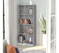 KTHLBRH Bibliothèque classique en bois avec 4 compartiments - Meuble de rangement stable pour livres, magazines et décoration