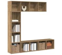 KTHLBRH Bibliothèque fine en bois avec 4 compartiments, design classique pour livres, DVD et appareils multimédias, flexible à poser ou à monter au mur, peu encombrante