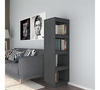 KTHLBRH Bibliothèque fine en pin massif - Meuble de séparation stable avec espace de rangement pour livres, magazines et décoration