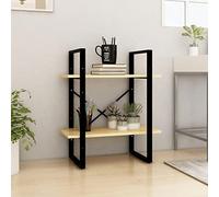 KTHLBRH Bibliothèque industrielle en pin massif avec 2 étagères, robuste pour livres, magazines et articles de décoration, facile à nettoyer, durable et stable.