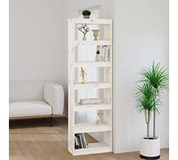 KTHLBRH Bibliothèque/séparateur de pièce, blanc, 60 x 30 x 199,5 cm, en pin massif, multifonction, convient pour la chambre à coucher, le bureau et le salon