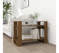 KTHLBRH Bibliothèque/séparateur de pièce, marron miel, 80 x 35 x 56,5 cm, en bois massif, multifonction, convient pour chambre à coucher, bureau et salon