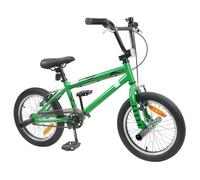 KTHLBRH BMX 16 pouces pour 5-8 ans Vert acier | Vitesse unique, frein à tirage linéaire, selle réglable, cadre en acier, roues en acier et caoutchouc