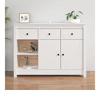 KTHLBRH Buffet blanc 100 x 35 x 74 cm en pin massif, buffet pour chambre à coucher, buffet, dressing, convient pour cuisine, chambre à coucher, salle à manger, salon ou couloir