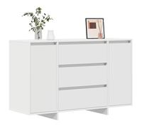 KTHLBRH Buffet blanc 120 x 41 x 75 cm bois multicouche | 3 tiroirs, 2 portes à charnières, design contemporain, grand espace de rangement, assemblage requis