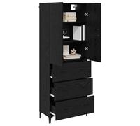 KTHLBRH Buffet chêne noir 69,5 x 34 x 180 cm bois multicouche | Design minimaliste, meuble de rangement de salon, forme rectangulaire, espace utile mural