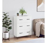 KTHLBRH Buffet en bois d'ingénierie blanc classique avec 3 tiroirs et structure robuste pour organisation et décoration de la maison 69,5 x 34 x 90 cm