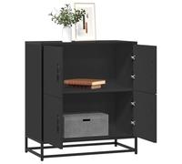 KTHLBRH Buffet moderne en bois d'ingénierie noir avec structure métallique et bois d'ingénierie, grand rangement pour la maison. 68 x 35 x 76 cm
