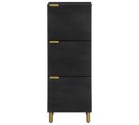 KTHLBRH Buffet noir 40 x 33 x 110 cm en bois multicouche | Plateau robuste, poignées pratiques, pieds en métal, facile à nettoyer