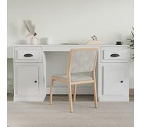 KTHLBRH Bureau avec espace de rangement en bois blanc, bureau secrétaire, bureau d'ordinateur, design peu encombrant, idéal pour le bureau à domicile