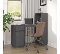 KTHLBRH Bureau secrétaire en pin massif, gris, 110 x 53 x 117 cm, design peu encombrant, idéal pour le bureau à domicile