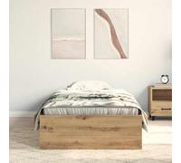 KTHLBRH Cadre de lit en chêne artisanal 100 x 200 cm | Bois d'ingénierie, avec tiroirs, lattes fixes, nettoyage facile, pour chambre à coucher
