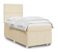 KTHLBRH Cadre de lit familial double pour chambre à coucher - Meuble à sommier tapissier avec matelas - Crème - 80 x 200 cm - Tissu