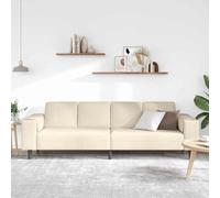 KTHLBRH Canapé crème 250 x 77 x 76 cm tissu en cords | Respirant, 4 places, pieds noirs, utilisation intérieure, design moderne