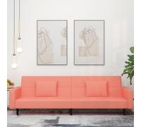 KTHLBRH Canapé-lit 2 places avec deux oreillers en velours rose, canapé lit 2 places tapissé velours, structure bois stable, multi-usages