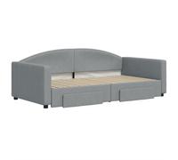 KTHLBRH Canapé-lit extractible avec tiroirs gris clair 100 x 190 cm, tissu | Structure en bois et métal, 2 tiroirs avec roues, pour salon et chambre d'amis