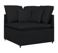 KTHLBRH Canapé modulaire noir 2 sections avec coussins | Cadre en métal, revêtement en polyester, 200 x 100 cm, 6 grands coussins, 4 petits
