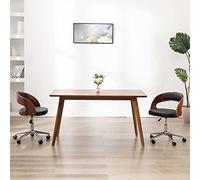 KTHLBRH Chaise de bureau pivotante ergonomique - Chaise d'ordinateur - Chaise de bureau pivotante - Noir - Bois de bug et cuir synthétique
