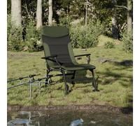 KTHLBRH Chaise de Pêche Pliable avec Dossier Réglable 180°, Structure en Acier Revêtement Poudre, Rembourrage Mousse Confortable, Pieds à Boue et Accoudoirs Larges pour Session