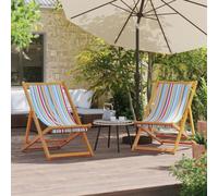 KTHLBRH Chaise de Plage Pliable en Bois d'Eucalyptus Massif avec Tissu Polyester Résistant aux Intempéries, 3 Positions d'Inclinaison Réglable pour Jardin et Camping, Support Poids