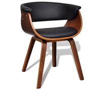 KTHLBRH Chaise de salle à manger avec structure en bois incurvé et siège rembourré en cuir artificiel, design ergonomique pour un maximum de confort et de stabilité, supporte jusqu'à