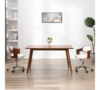 KTHLBRH Chaise de salle à manger pivotante en bois de bug blanc et cuir synthétique, chaise de cuisine, table à manger, meubles de salon, convient pour salon, cuisine, chambre à coucher