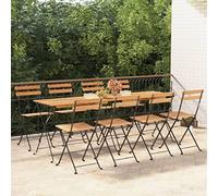 KTHLBRH Chaises de Bistrot Pliantes en Bois de Teck Massif pour Jardin et Terrasse | Cadre en Acier Enduit Poudre | Design Pliable et Stable | Support 110 kg | Matériau Durable