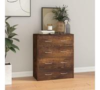 KTHLBRH Commode à 4 tiroirs 60 x 30,5 x 71 cm - Chêne fumé - Buffet de chambre à coucher - Buffet de chambre à coucher - Convient pour la cuisine, la chambre à coucher, la salle à manger, le salon ou