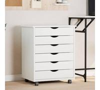 KTHLBRH Commode à roulettes en bois de pin massif, meuble de rangement avec 3 tiroirs pour bureau, maison ou atelier, organisateur mobile pour documents et fichiers,