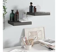 KTHLBRH Élégante étagère murale avec montage invisible - Lot de 2 étagères flottantes pour exposer des livres, collections et décoration, structure métallique et MDF